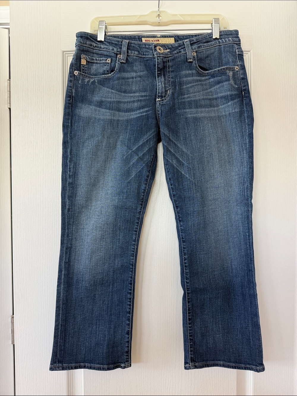 Big Star Women's Boot Cut Capri Jeans in Medium Blue Wash